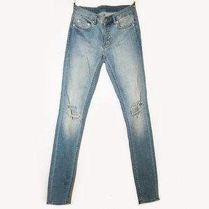 BLK DNM Medium Wash Skinny Distressed Stretchy Jeans 24